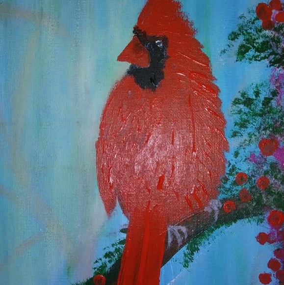 Original Fine Art Cardinal Painting signed by Artist. - Picture 2 of 4
